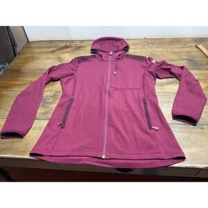 Fjallraven Keb Fleece Hoodie Womens Large Magenta Full Zip Jacket Outdoor Hiking